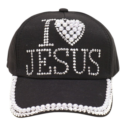 Bling Rhinestone I Love Jesus Cap HA6323-10 (12PC)