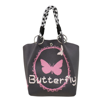 Butterfly Pattern Knitted Tote Bag SS51116-39 (3PC)