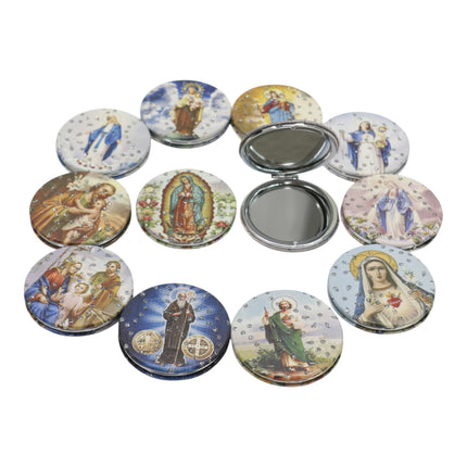 Religious Glitter Circular Compact Makeup Mirror JM6423-1 (12PC)