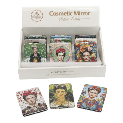 Frida Kahlo Rectangular Glitter Compact Makeup Mirror JM6423-10 (12PC)