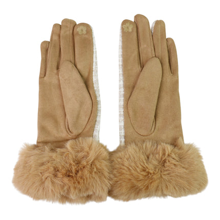 Women's Fur Check Pattern Gloves GL184 (12PAIR)