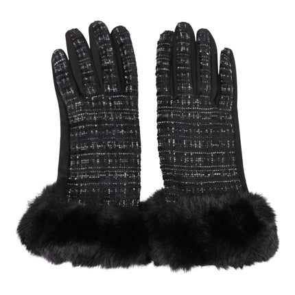 Women's Fur Check Pattern Gloves GL184 (12PAIR)