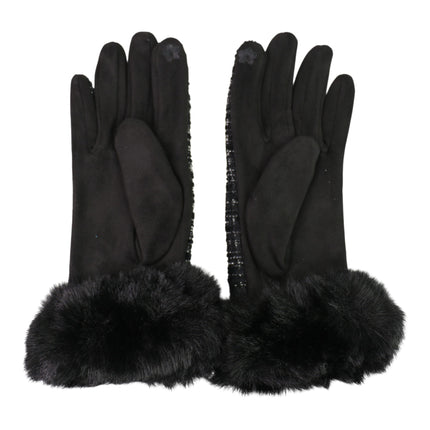 Women's Fur Check Pattern Gloves GL184 (12PAIR)