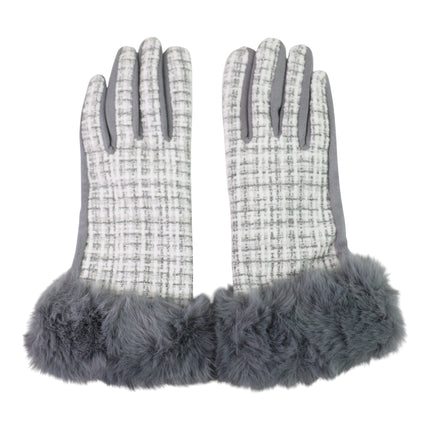 Women's Fur Check Pattern Gloves GL184 (12PAIR)