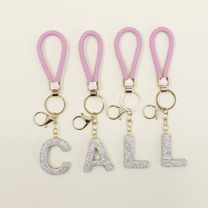 Rhinestone Alphabet Initial Letter Key Chain SS51011-40 (12PC)