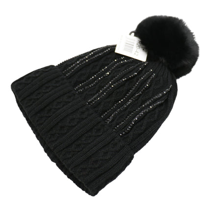 Pom Pom Rhinestone Decor Beanie H20-42 (12PC)