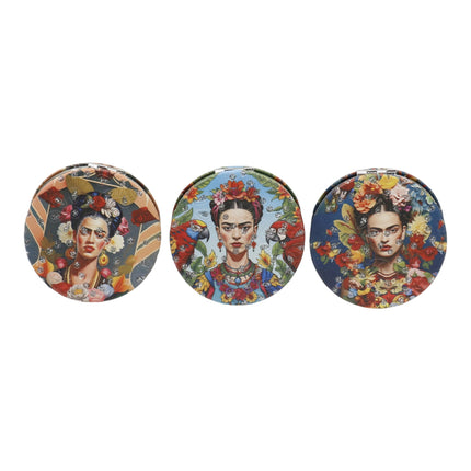 Frida Kahlo Glitter Circular Compact Makeup Mirror JM6423-29 (12PC)