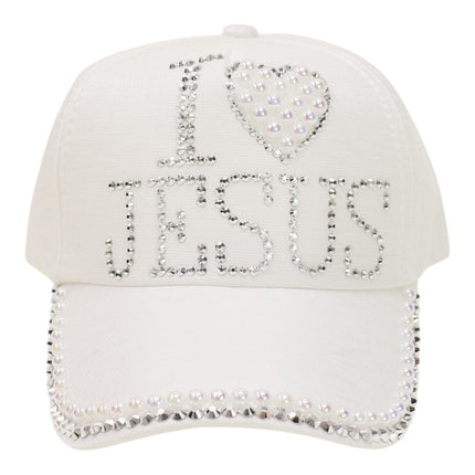 Bling Rhinestone I Love Jesus Cap HA6323-10 (12PC)