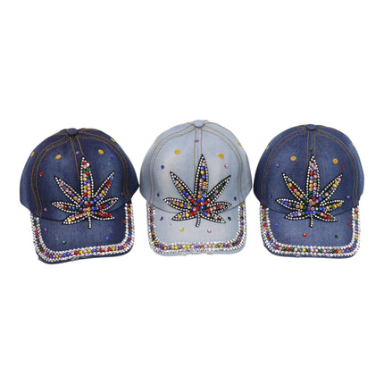 Women's Rhinestone Leaves Studded CAP HA6323-12 (12PC)