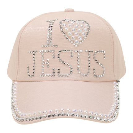 Bling Rhinestone I Love Jesus Cap HA6323-10 (12PC)