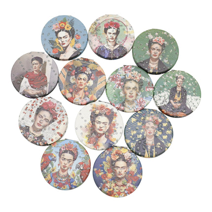 Frida Kahlo Glitter Circular Compact Makeup Mirror JM6423-29 (12PC)