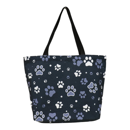 White and Navy Painterly Artistic Tote Bag JB6114-7 (12PC)