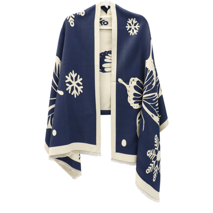 Cashmere Feel Winter Reversible Butterfly Snowflake patten Scarves SCF4902-2(12PC)
