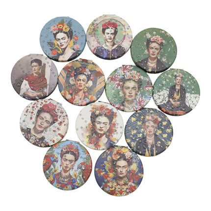 Frida Kahlo Glitter Circular Compact Makeup Mirror JM6423-29 (12PC)