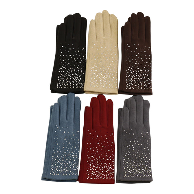 Women’s Rhinestone Studded Touchscreen Gloves GL6830-7 (12PAIR)