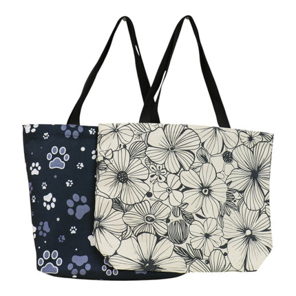 White and Navy Painterly Artistic Tote Bag JB6114-7 (12PC)