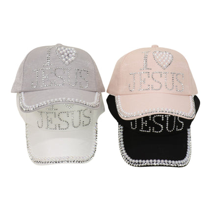 Bling Rhinestone I Love Jesus Cap HA6323-10 (12PC)