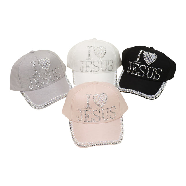 Bling Rhinestone I Love Jesus Cap HA6323-10 (12PC)