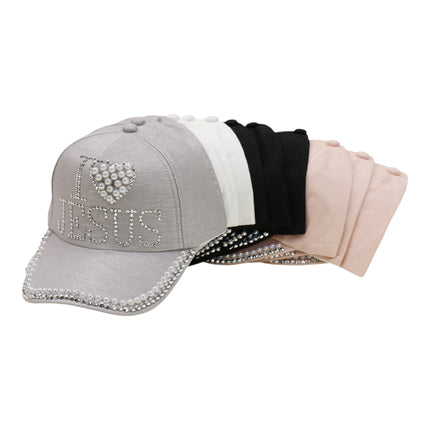 Bling Rhinestone I Love Jesus Cap HA6323-10 (12PC)