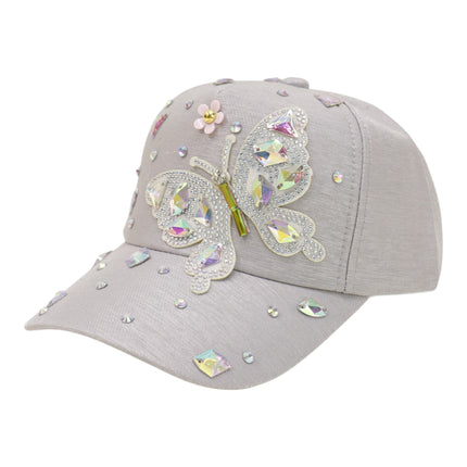 Bling Rhinestone Butterfly Baseball Cap HA6323-37 (12PC)