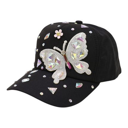 Bling Rhinestone Butterfly Baseball Cap HA6323-37 (12PC)