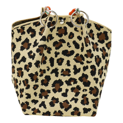 leopard Pattern Cord Strap Knitted Tote Bag SS51116-47(12PC)