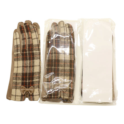 Women's Plaid Gloves Touch Screen Gloves  GL6830-9 (12PAIR)