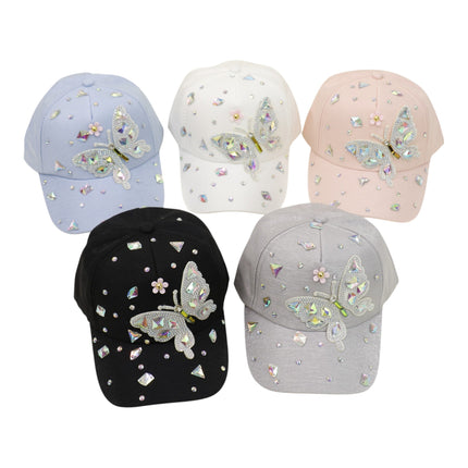 Bling Rhinestone Butterfly Baseball Cap HA6323-37 (12PC)