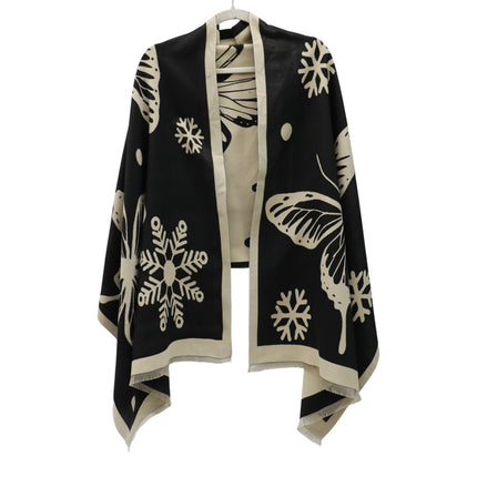 Cashmere Feel Winter Reversible Butterfly Snowflake patten Scarves SCF4902-2(12PC)