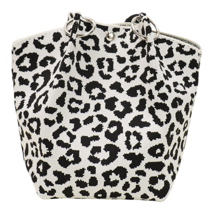 leopard Pattern Cord Strap Knitted Tote Bag SS51116-47(12PC)