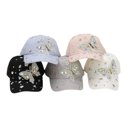 Bling Rhinestone Butterfly Baseball Cap HA6323-37 (12PC)