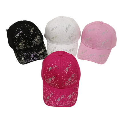Women's LOVE Rhinestone Studded CAP HA6323-34 (12PC)
