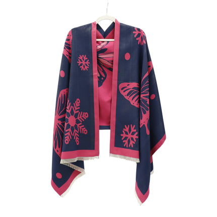 Cashmere Feel Winter Reversible Butterfly Snowflake patten Scarves SCF4902-2(12PC)