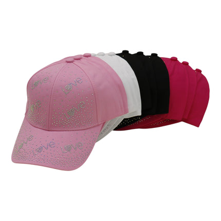 Women's LOVE Rhinestone Studded CAP HA6323-34 (12PC)