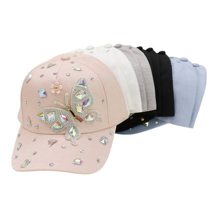 Bling Rhinestone Butterfly Baseball Cap HA6323-37 (12PC)