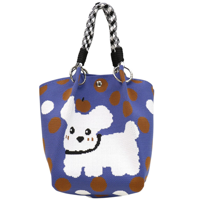 Cute Puppy Pattern Knitted Tote  Bag SS51116-2 (12PC)