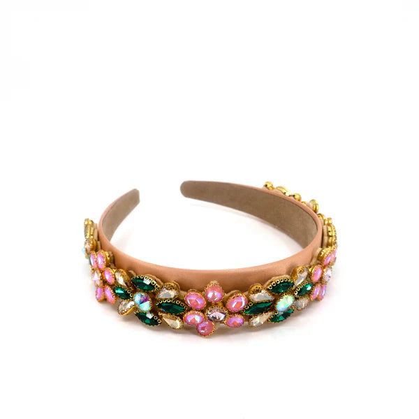 Multi Crystal Flower Decor Headband HB1226-13 (12PC)