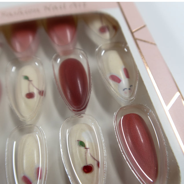 MULTI DESIGN ALMOND FAKE NAIL SET 1112-40 (12PC)