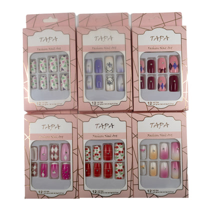 MULTI DESIGN SQUARE FAKE NAIL SET 1112-85 (12PC)