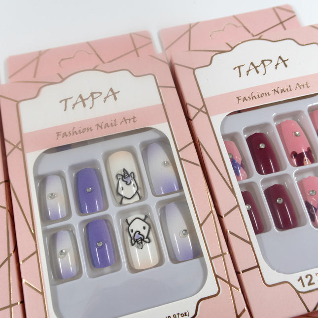 MULTI DESIGN SQUARE FAKE NAIL SET 1112-85 (12PC)