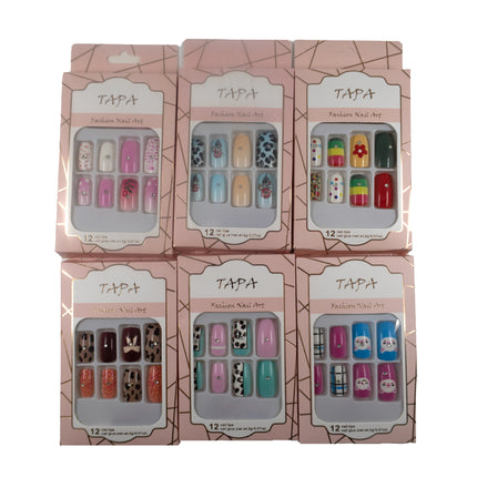 MULTI DESIGN SQUARE FAKE NAIL SET 1112-85 (12PC)