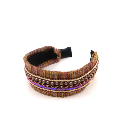 BOHO RAFFIA PEARL DECOR HEADBAND HB2417-25 (12PC)