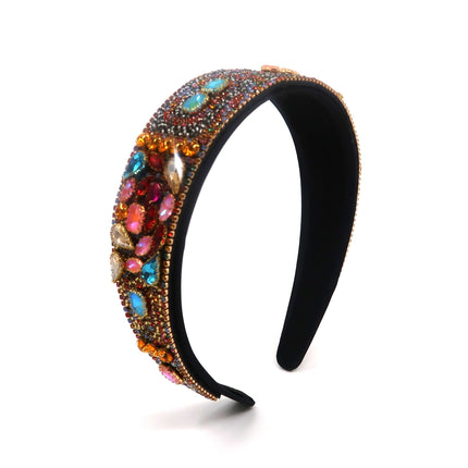 MULTI CRYSTAL DECOR VINTAGE STYLED HEADBAND HB1011-62