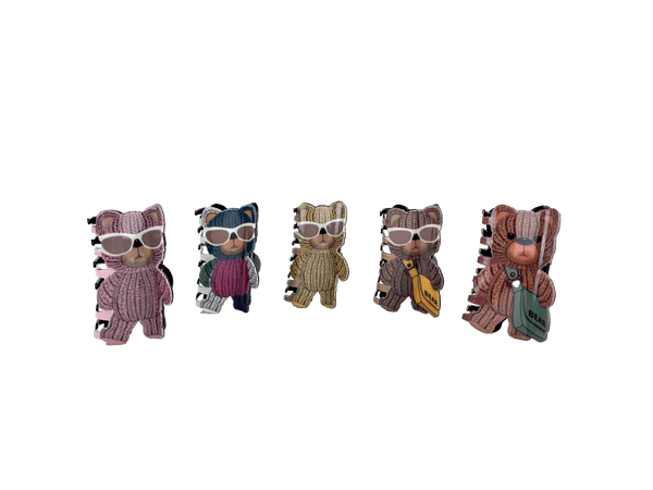 Cute Sunglass Bear Claw Clip JC3610-22 (12PC)
