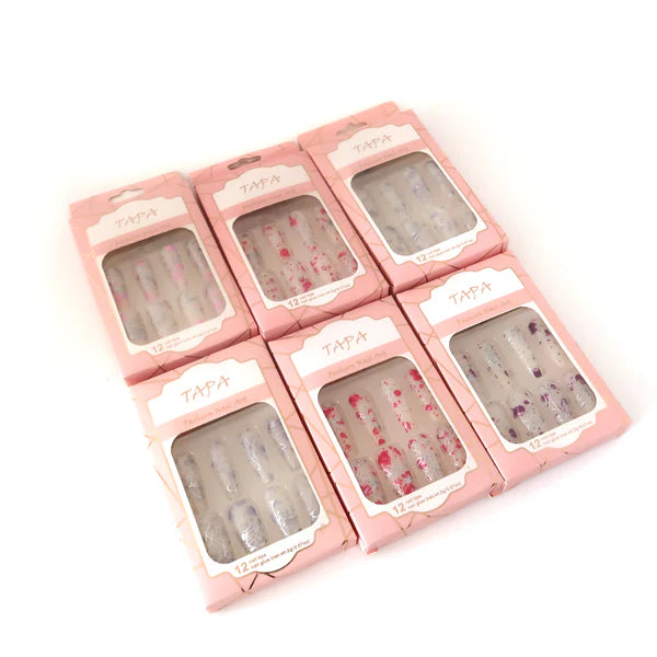 MULTI DESIGN LONG SQUARE FAKE NAIL SET 1112-20 (12PC)