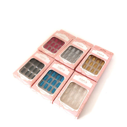 MULTI COLOR SQUARE FAKE NAIL SET 1112-38 (12PC)