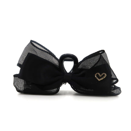 RHINESTONE HEART CHARM BOW CLAW CLIP JC3315-91