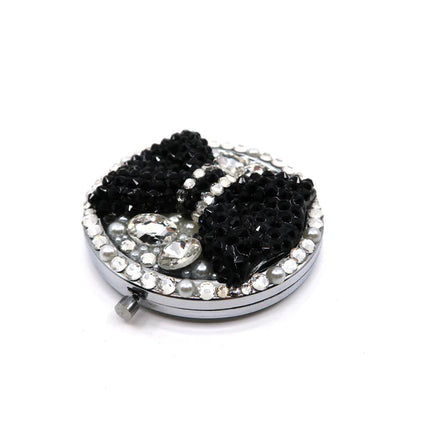 BLACK RIBBON STONE CHARM HAND MIRROR SS3222-18 (12PC)