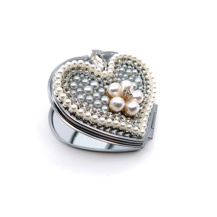 FLOWER PEARL CHARM HEART HAND MIRROR 3222-27 (6PC)