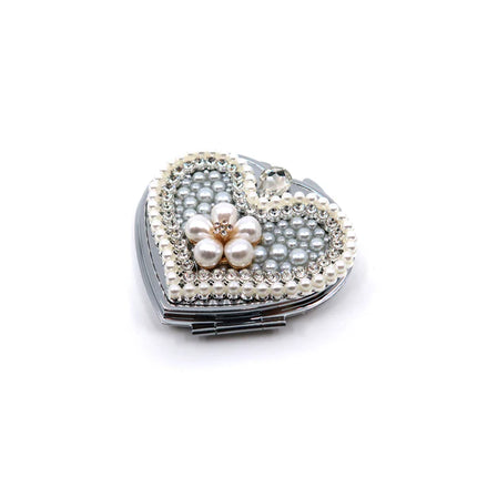 FLOWER PEARL CHARM HEART HAND MIRROR 3222-27 (6PC)